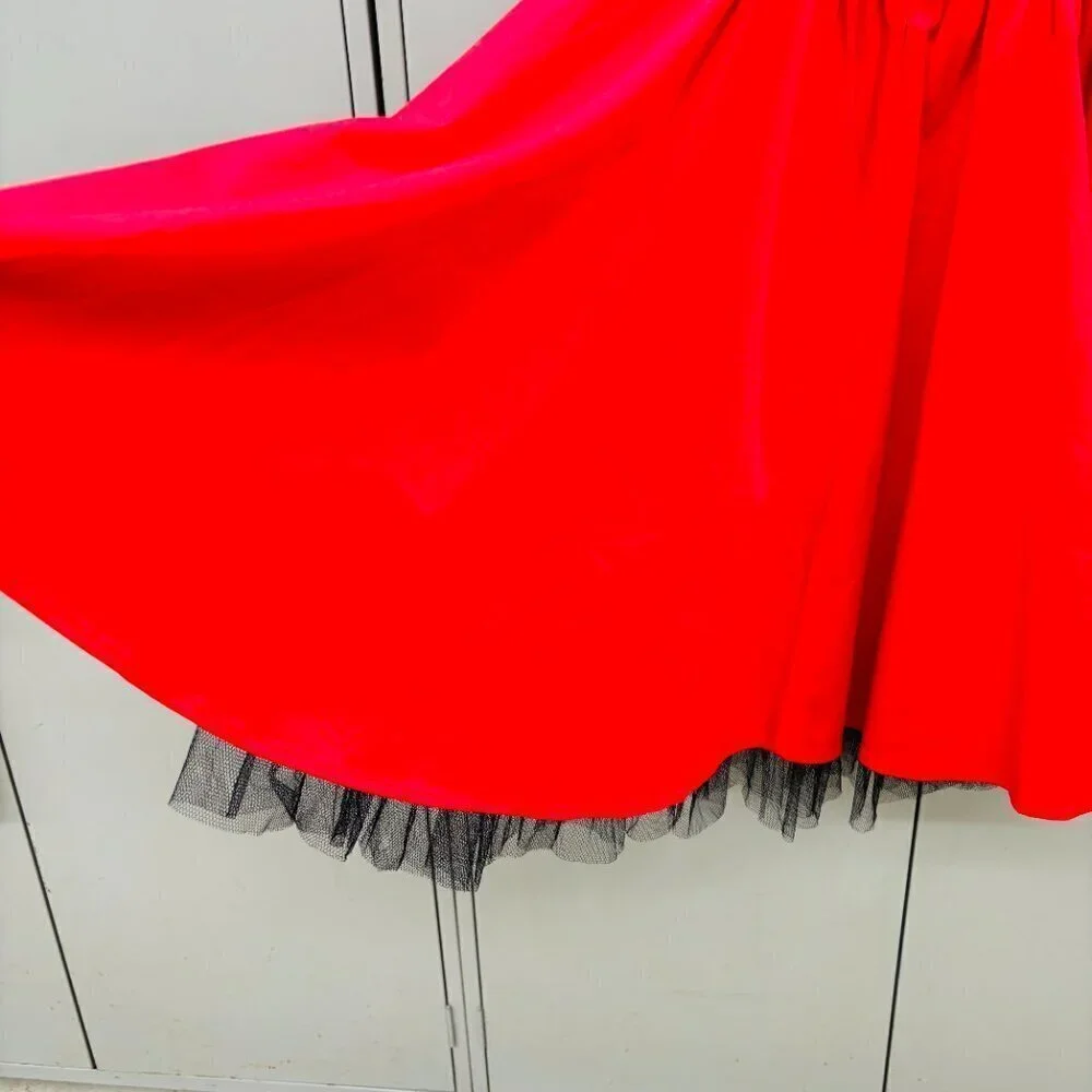 Hearts & Roses Red Black Tea Length Dress 50s VTG Rockabilly Style US 8 Retro - Picture 8 of 14